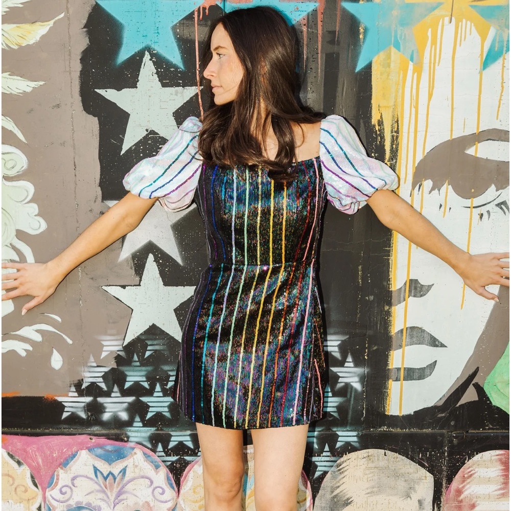 QUEEN OF SPARKLES STRIPED DRESS
